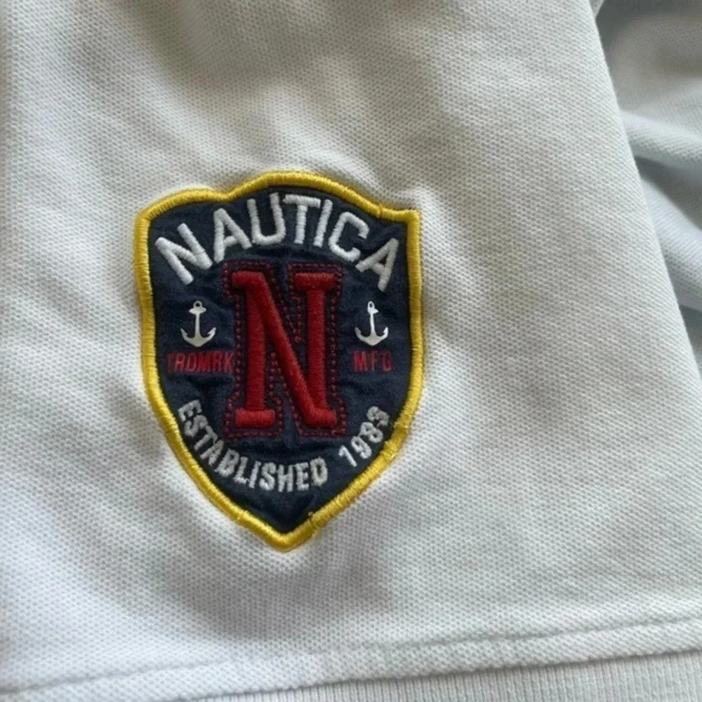 Bundle of 2 men’s polo style shirts Banana Republic & Nautica blue white Medium